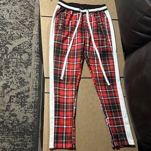 Men’s Red Plaid Track Pants